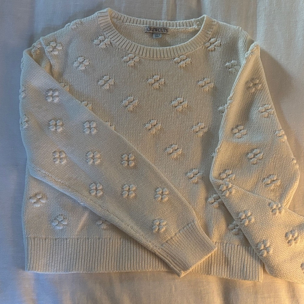 Crewcuts Ivory Floral Knit Sweater